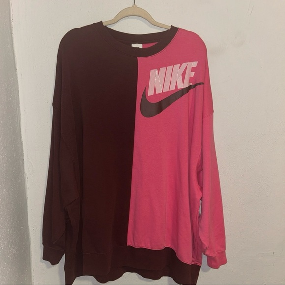 Nike Red and Pink Oversized Long Sleeve Hoodie - Picture 2 of 5